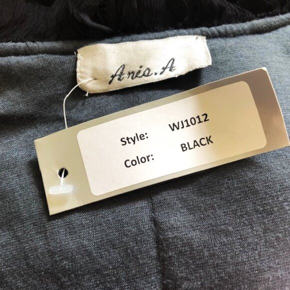 ARIS Wool Blend Contrast Ruffles Scalloped Placket Winter Knit Cardigan NEW Sz M - Picture 5 of 5